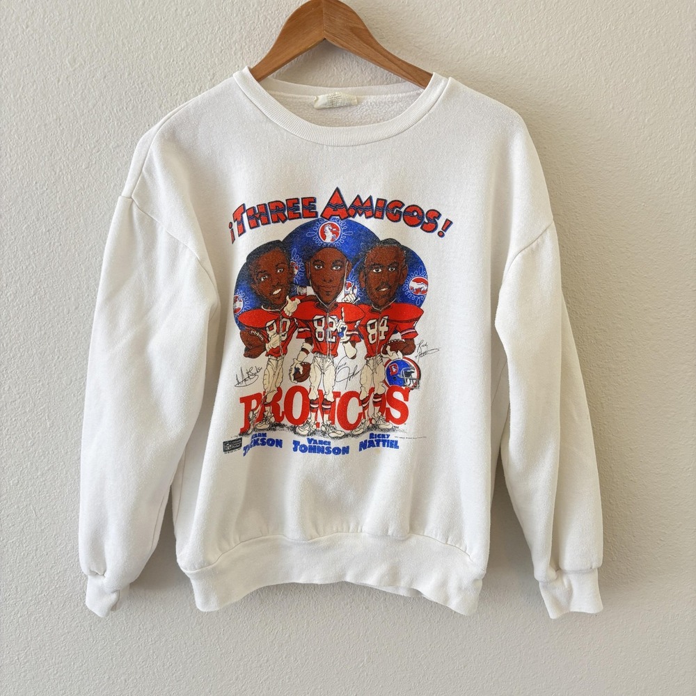 Vintage Denver Broncos 1987 Three Amigos Sweatshirt Mens XL NFL Football Salem